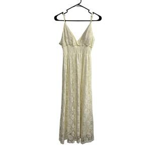 Romantic boho ivory lace maxi dress bridal shower cottagecore L